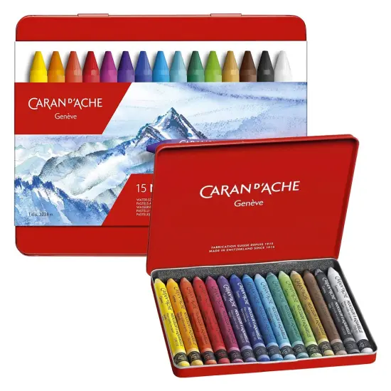 Caran D'ache NeoColor II Crayons Tin Case Set of 15 - Assorted Colors {1}