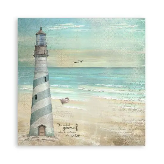 Stamperia Polyester Fabric 12"X12" 4/Pkg-Sea Land {6}