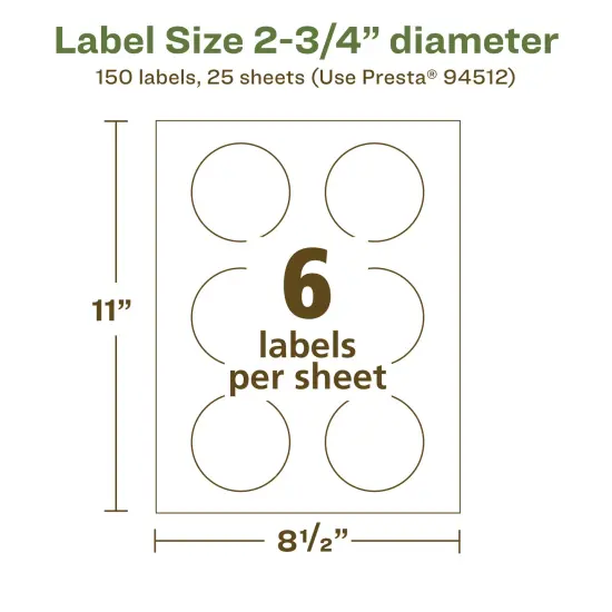 Avery Recycled Matte White Labels,2-3/4" diameter Round {5}