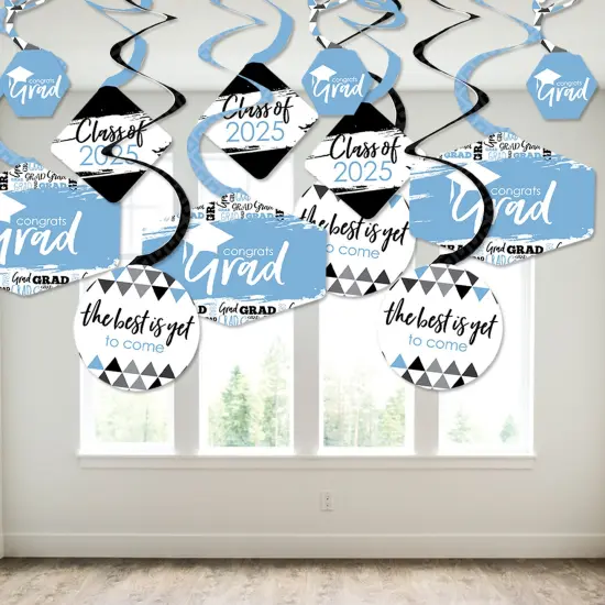 Big Dot of Happiness Light Blue Graduation Class of 2025 Decorations Hanging Swirls - Set of 40 {4}