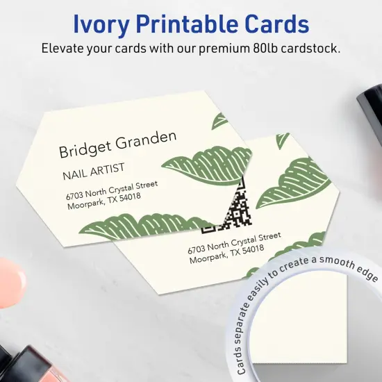 Avery Printable Geo Business Cards, Sure Feed Technology, 2" x 3-1/2", Matte Ivory Cardstock, Print-to-The-Edge, Laser/Inkjet Printable, 80 Total {3}