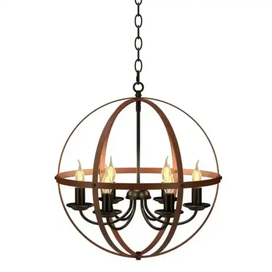 6-Light Orb Chandelier Rustic Vintage Ceiling Lamp {1}