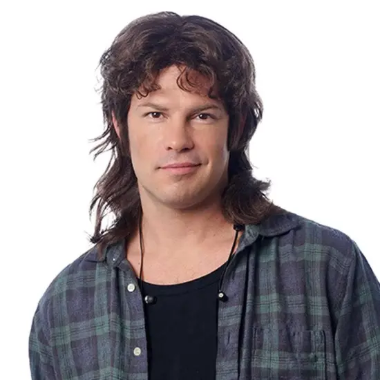 Hipster Mullet Adult Brown Costume Wig {1}