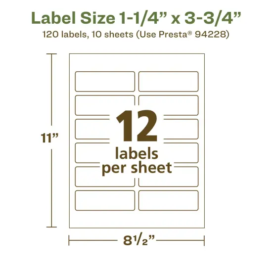 Avery Recycled Matte White Labels,1-1/4" x 3-3/4" Rectangle {5}