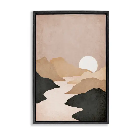 Stupell Industries Beige Mountains with Stream Framed Floater Canvas Wall Art Design by JJ Design House LLC {1}