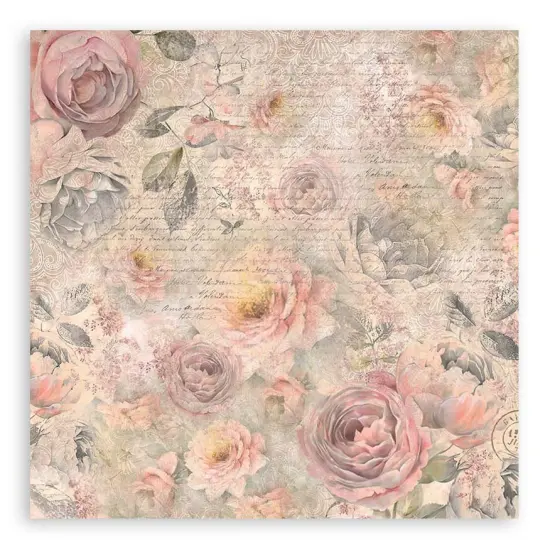 Stamperia Polyester Fabric 12"X12" 4/Pkg-SHABBY ROSE {3}