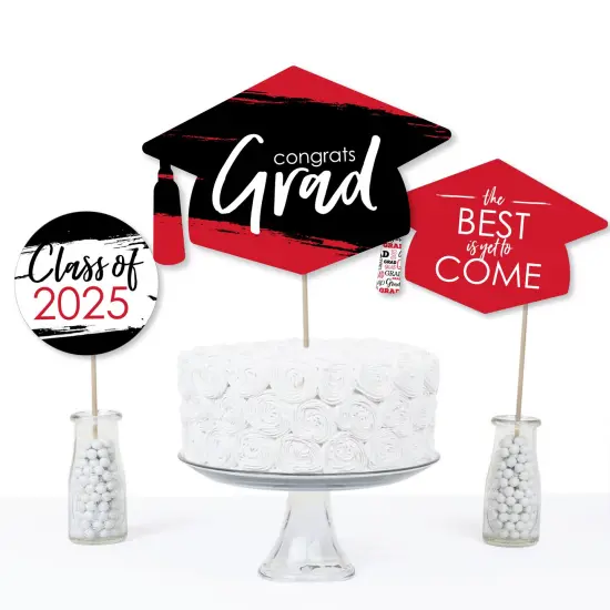 Big Dot of Happiness Red 2025 Graduation Party Centerpiece Sticks - Table Toppers - Set of 15 {6}