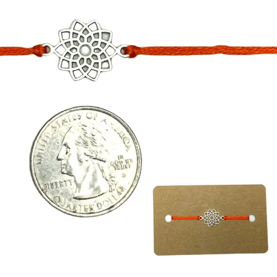 Lotus Charm Rakhi Bracelet Indian Rakhi Bracelet Desi Favors Rakhi for Raksha Bandhan Handcrafted Rakhi for Brother Bhaiya Bhabhi Bracelet with Ties {1}