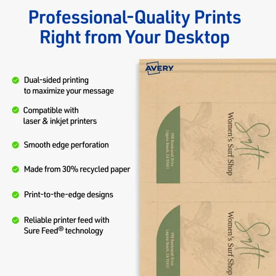 Avery Printable Leaf Printable Tags, Sure Feed Technology, 2" x 3-1/2", Matte Kraft Brown Cardstock, Print-to-The-Edge, Laser/Inkjet Printable, 80 Total {2}