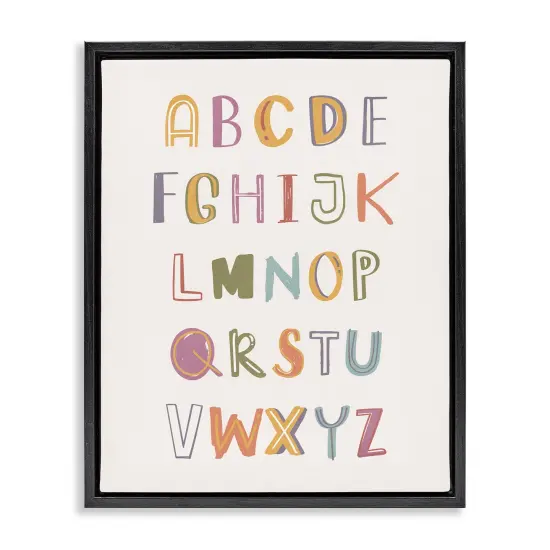 Stupell Industries Soft Doodle Alphabet Framed Floater Canvas Wall Art Design by Nataly White {1}