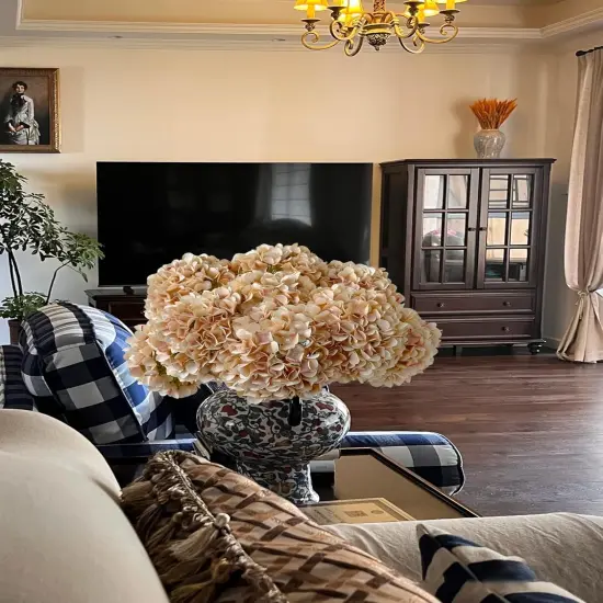 5 Pcs Light Coffee Silk Hydrangeas - 20'' {5}