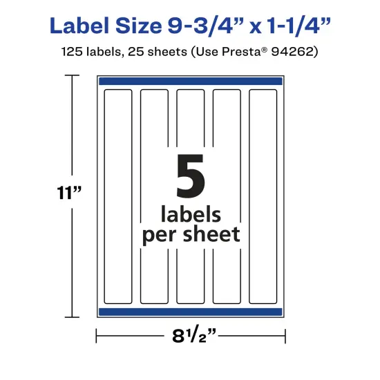 Avery Matte Clear Labels,9-3/4" x 1-1/4" Rectangle {5}