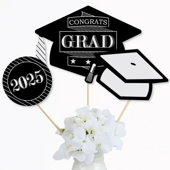 Big Dot of Happiness Graduation Cheers - 2025 Graduation Party Centerpiece Sticks - Table Toppers - Set of 15 {4}