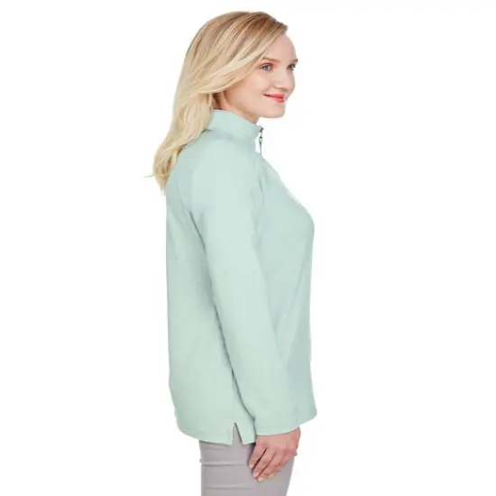 Devon & Jones&reg; &nbsp;Ladies Clubhouse Micro-Stripe Quarter-Zip SILVER {6}
