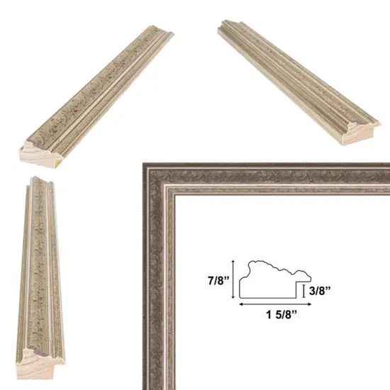 French Silver Leaf Ornate Picture Frame 12x20 frame {4}