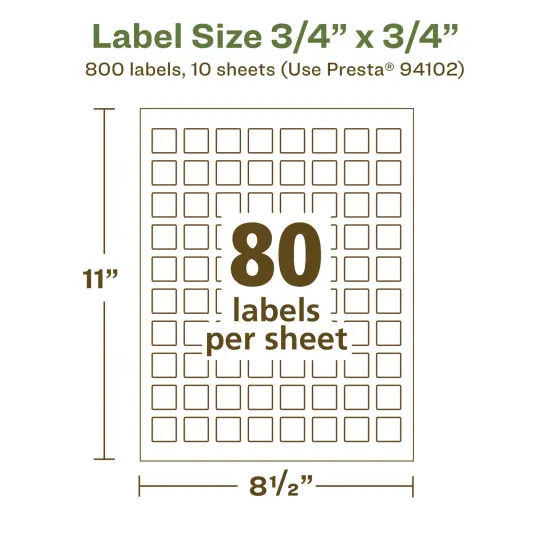 Avery Recycled Matte White Labels,3/4" x 3/4" Square {5}