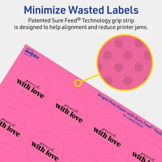 Avery Bright Pink Paper Labels, 1-5/8" Diameter Round {4}
