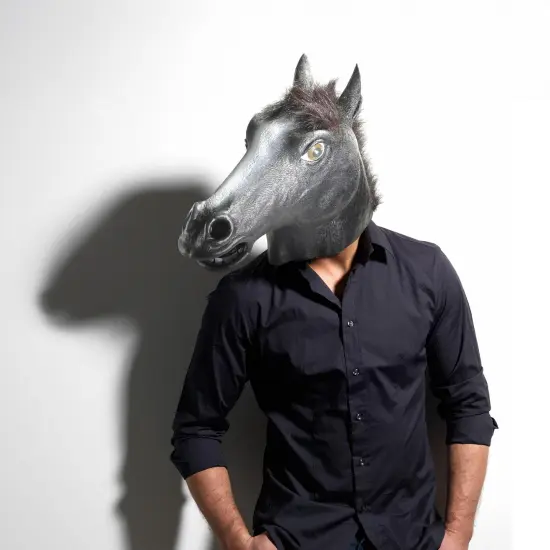 Deluxe Black Latex Horse Mask {3}