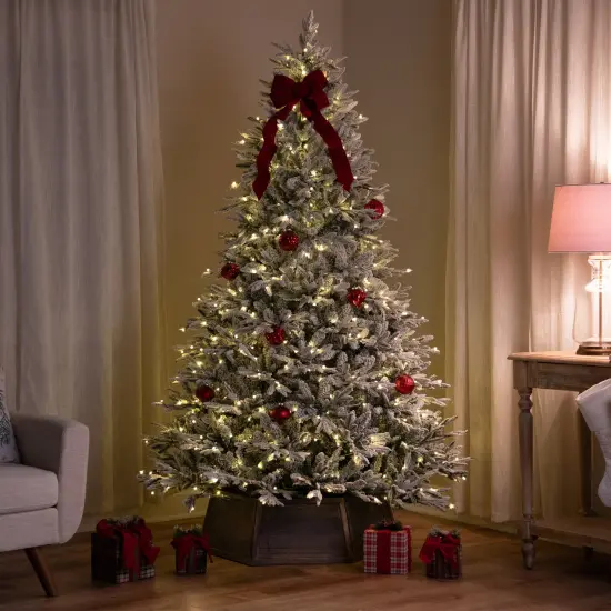 Northlight Real Touch™ Elite Pre-Lit Flocked Yukon Pine IPT Artificial Christmas Tree - 9' Dual Color LED Green {4}