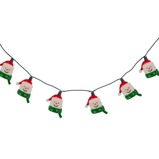 Northlight Snowman Heads with Scarves Christmas Light Set - Clear - 7.5' Green Wire - 10ct White {7}