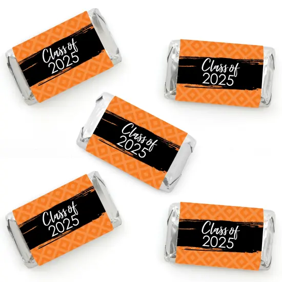 Big Dot of Happiness 2025 Orange Graduation Party - Mini Candy Bar Wrapper Stickers - Small Favors - 40 Count {1}