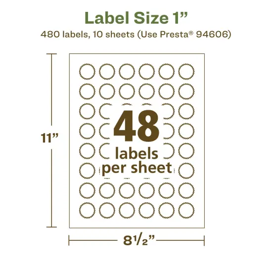Avery Recycled Matte White Labels,1" Starburst {5}