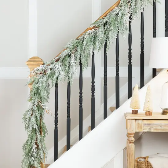 Northlight Real Touch&trade; Flocked Cedar Pine Artificial Christmas Garland - 10' - Unlit Green {1}