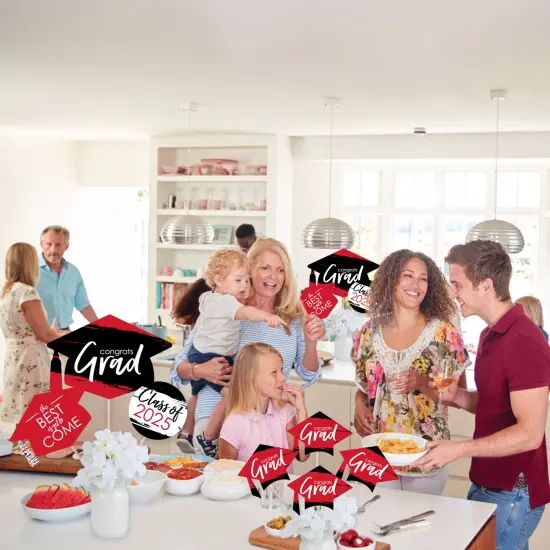 Big Dot of Happiness 2025 Red Graduation Party Centerpiece Sticks - Showstopper Table Toppers - 35 Pieces {6}