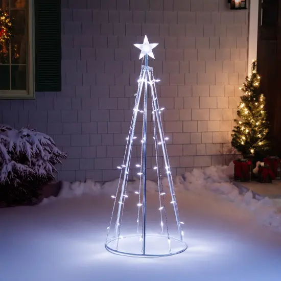 Northlight LED Lighted Cone Tree Outdoor Christmas Decoration - 5' - Pure White {4}