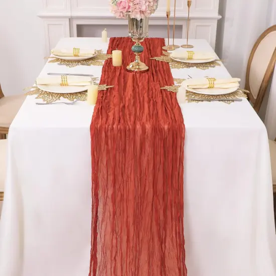 13Ft Terracotta Cheesecloth Table Runner, 160inch Long Rust Cheese Cloth Boho {4}