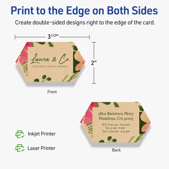 Avery Printable Geo Business Cards, Sure Feed Technology, 2" x 3-1/2", Matte Kraft Brown Cardstock, Print-to-The-Edge, Laser/Inkjet Printable, 80 Total {6}