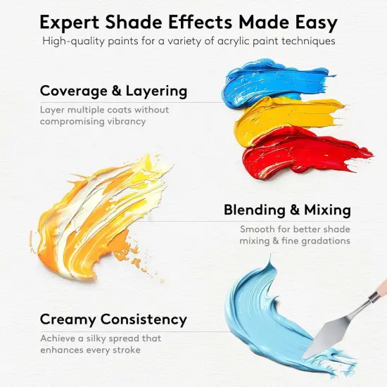 Acrylic Paint Set, 24 Colors (2 oz/Bottle) with 12 Art Brushes, Art Supplies {5}