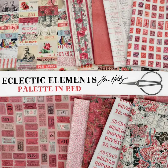 Wallpaper in Red (pwth227.red) | Eclectic Elements Palette in Red | Tim Holtz | Free Spirit {2}