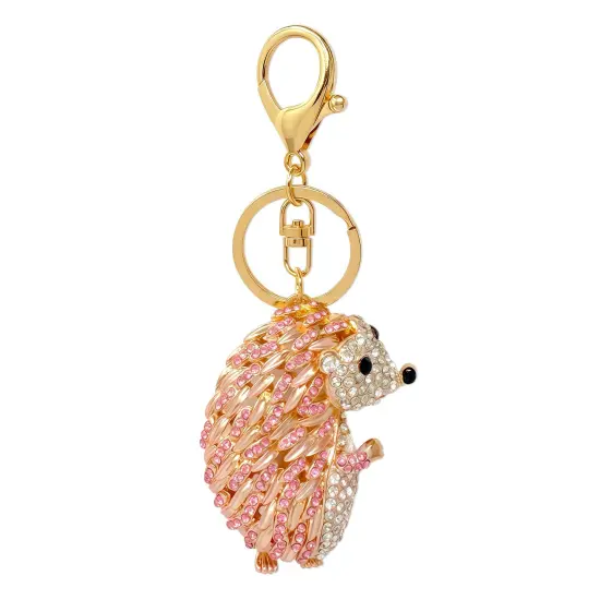 Wrapables Crystal Bling Keychain, Keyring Purse Handbag Pendant Charm, Rose Gold Hedgehog {1}
