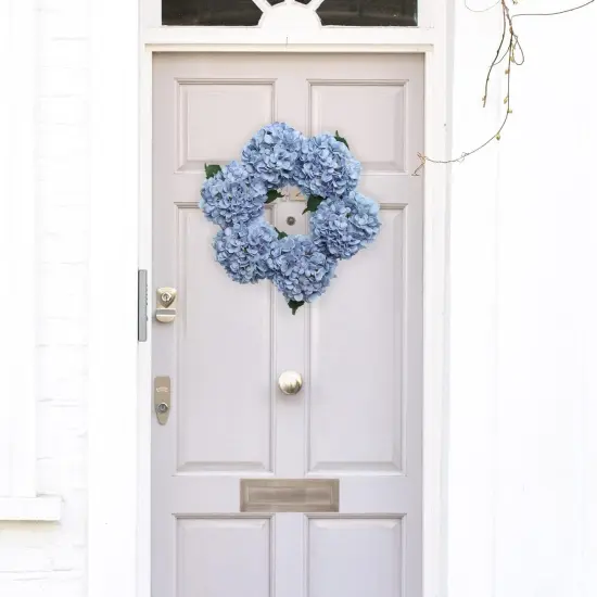 15" Blue Hydrangea Wreaths - 2-Pack, Lifelike Blooms on Grapevine Base, Perfect for Front Door, Wall & Wedding Décor - Spring & Year-Round Accent, Floral Home by Artificial Flowers {5}