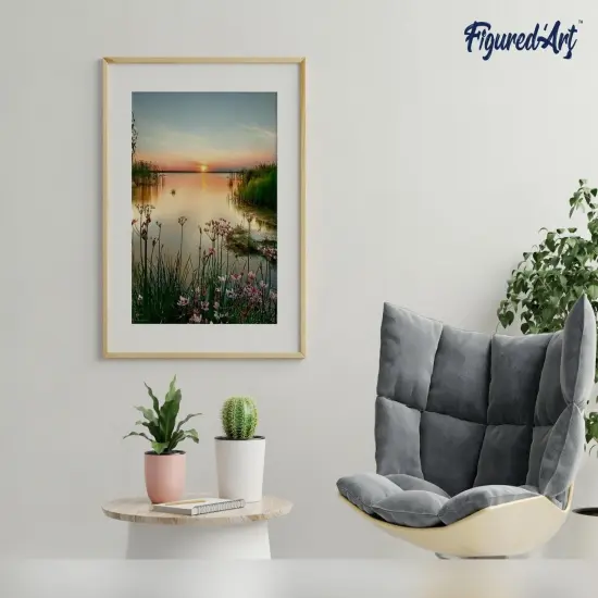 Figured'Art Paint by Numbers Kit for Adults Peaceful Lake 16"x20" - Craft Art Painting Rolled Canvas with DIY wooden frame {4}