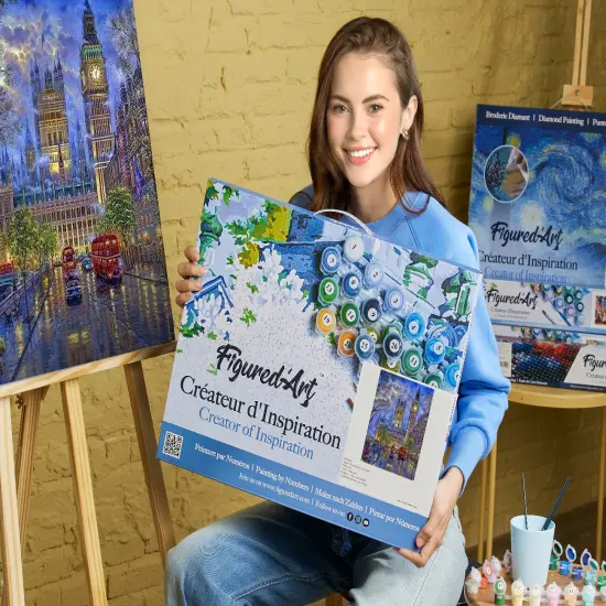 Figured'Art Paint by Numbers for Adults with Frame London in the dusk 16"x20" - Craft Art Painting DIY Kit Canvas Already Stretched on a Wooden Frame {2}