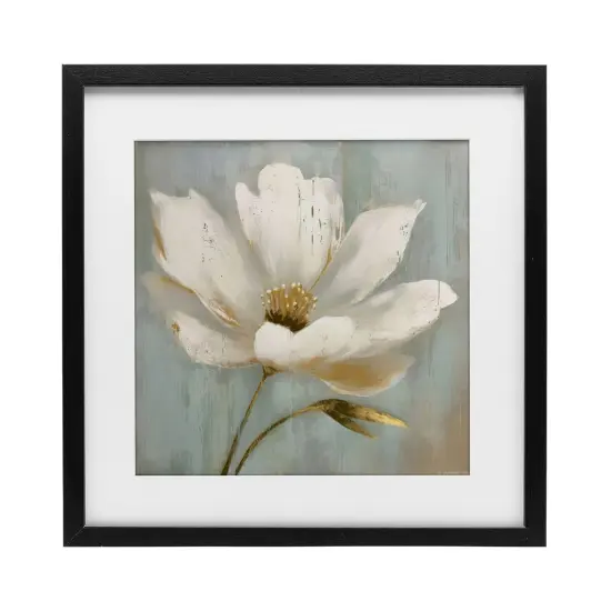 Stupell Industries Gold Brushed Flower Framed Print Under Glass, design by LSR Creative Studio {7}
