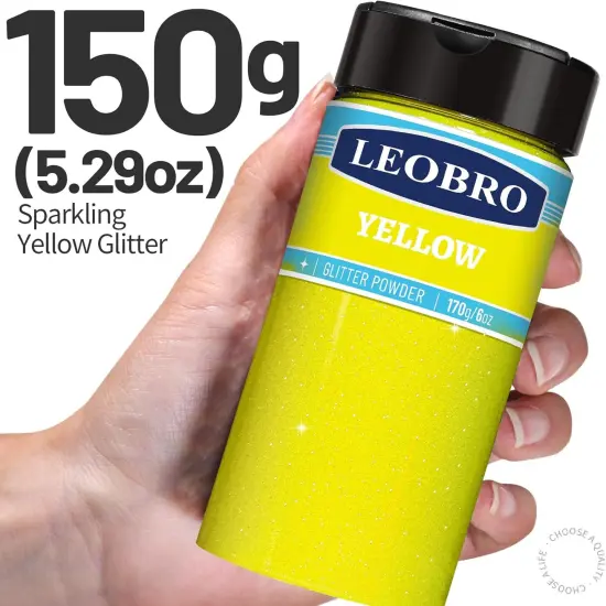 Yellow Glitter, Glitter, 150g/5.29oz Extra Fine Glitter, Resin Glitter Powder, Nail Body Craft Glitter for Resin Arts Crafts Party Decor, Fluorescent Yellow Glitter {2}