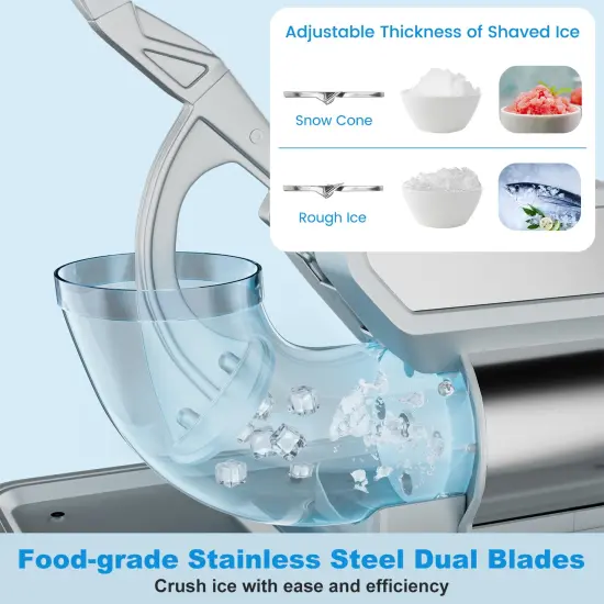 10 Gallon Storage Ice Crusher with Stainless Steel Dual Blades and Waterproof Safety Switch Gray {4}