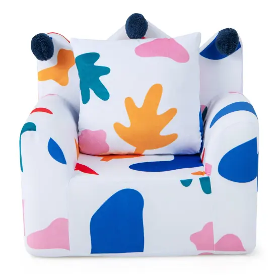 Kids Sofa Chair, Ergonomic Velvet Armchair with Pillow Multicolor {4}