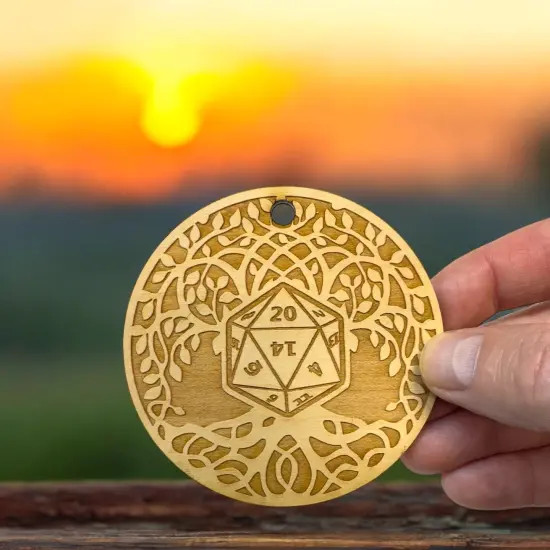 D20 Celtic Tree of Life Ornament - Raw Wood {6}