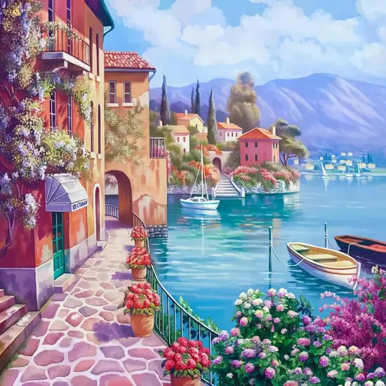 Diamond Painting Kits for Adults, Seaside View Basket 5D Diamond Art Painting by Numbers Kits,DIY Diamond Art Kits {1}