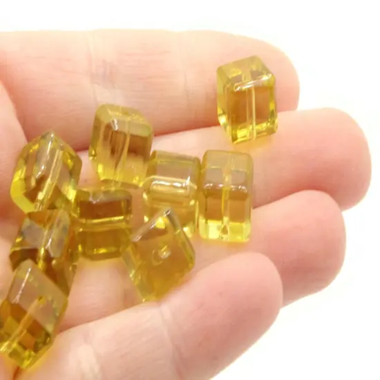 20 10mm Light Brown Glass Cube Beads {4}