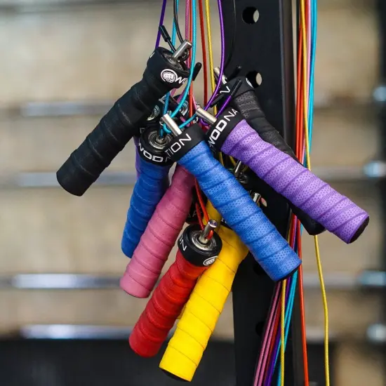 WOD Nation Attack Speed Adjustable Jump Rope With Unique Two Cable Skipping Workout System, One Thick and One Light 11 Foot Cable, Perfect for Double Unders For High Intense, Fits Men and Women Black {5}