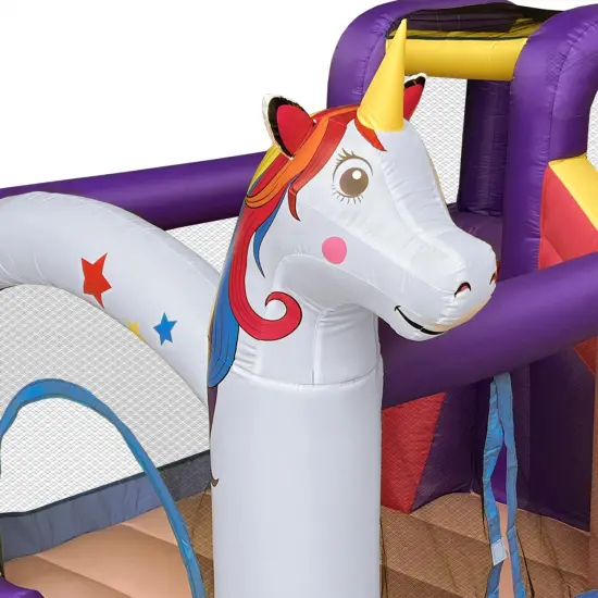 Cloud 9 Inflatable Unicorn Bounce House with Blower, Bouncer for Kids with Two Slides and Large Jumping Area {5}