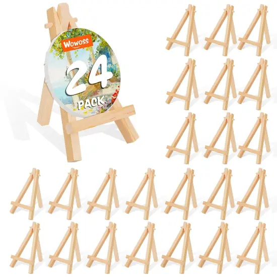 5" Mini Wood Display Easel 24 Pack, Natural Wooden Small Easel Stand for Signs, Small Canvases, Table Display, Pictures, Photos, Wedding Place Cards, Crafts and Other Smaller Projects {2}