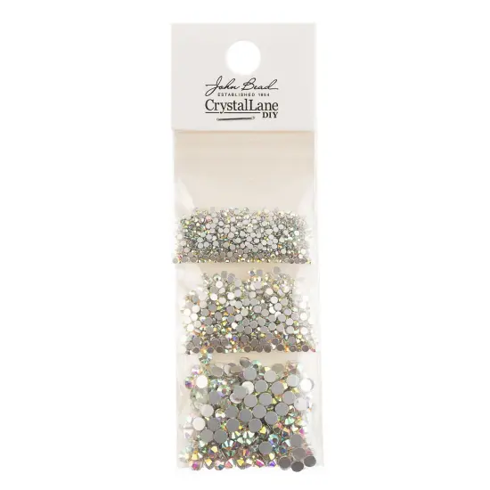 Crystal Lane DIY Combo Glass Flatback Rhinestones SS3 / SS6 / SS12 Crystal AB {3}