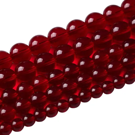 Smooth Garnet Red Glass Crystal Round Loose Beads For Jewelry Making {2}