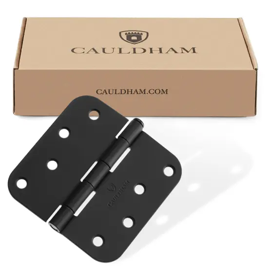 Cauldham Heavy-Duty 4" Interior Door Hinges with 5/8" Radius Corners - Black {6}